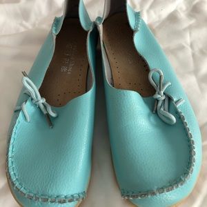 Light blue Asian moccasins